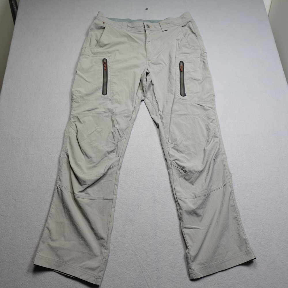 Simms Pants Mens 36 Beige G4 Khakis Nylon Stretch Zip Pocket Fishing Lightweight